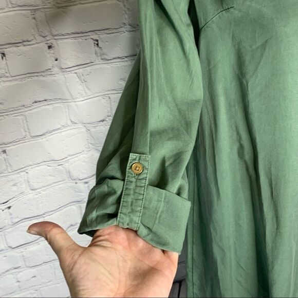 New Directions Women's Boyfriend Shirt Dress - Light olive green - Picture 4 of 10